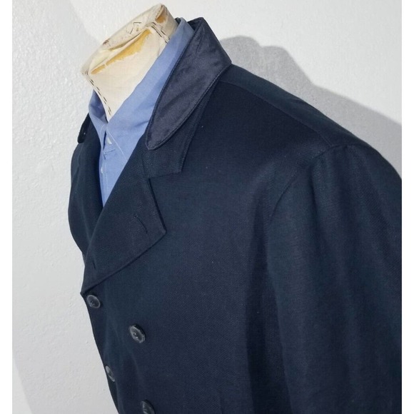 John Varvatos Italy Glossy Navy Blue Double Breasted Officer Blazer jacket 54 44 - Picture 8 of 9